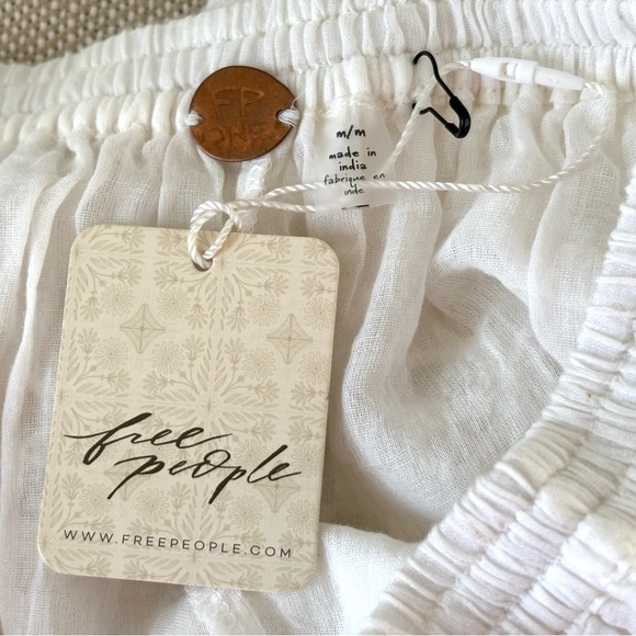 Free People Lorelai Eyelet Midi Skirt NWT Ivory Cotton Ruffled Elastic Waist M - Picture 6 of 6